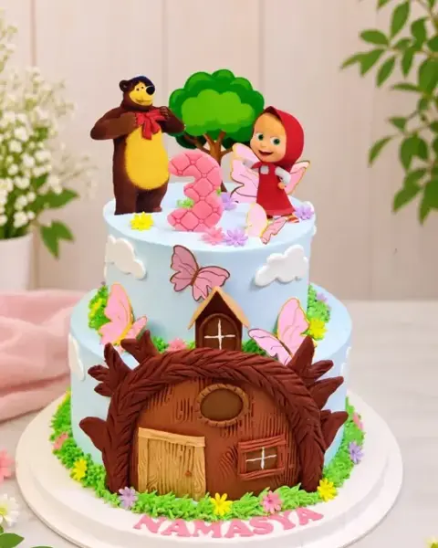 Masha & Bear Theme Cake – 2 Tier