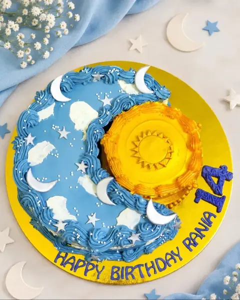 Moon & Sun Buttercream Cake