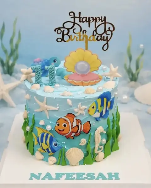 Underwater theme birthday cake